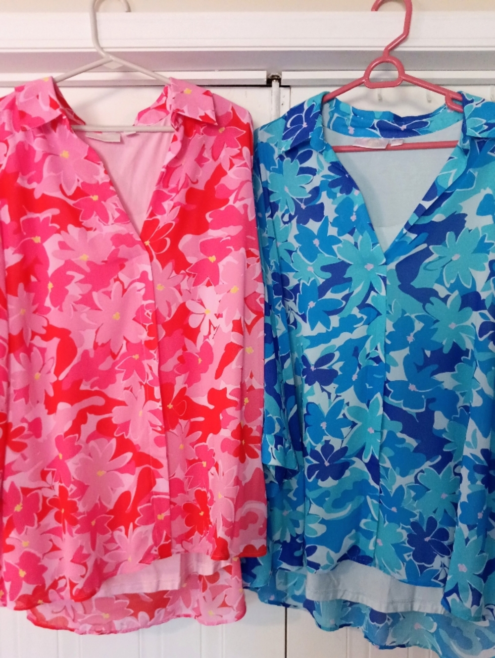 Belle by Kim Gravel 2X Floral Blouse Bundle Pink Blue Plus Size